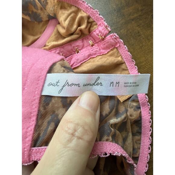 Out From Under Urban Outfitters Lace Mesh Corset Bustier Top Med Brown Leopard - Picture 5 of 6